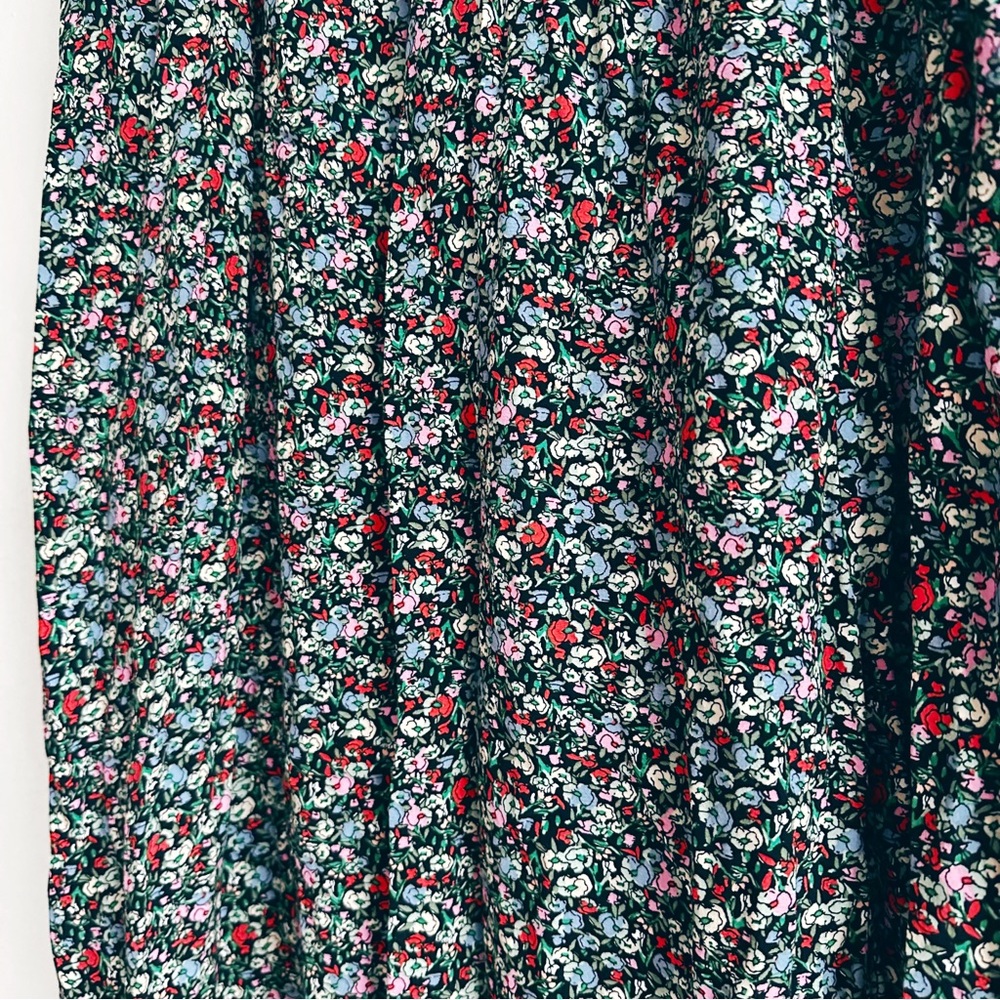 The Loft Floral Black midi Dress small stretchy comfy retro vintage style v neck - Picture 2 of 8